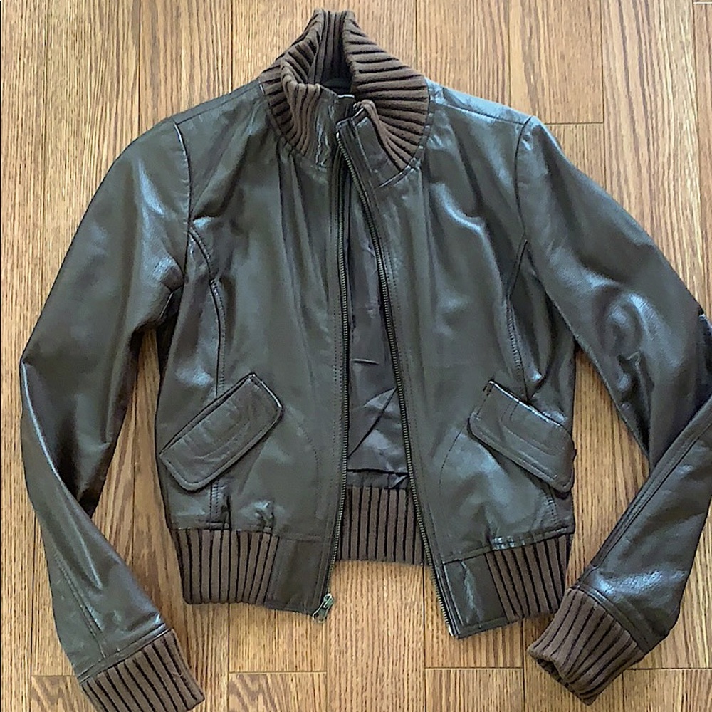 Brown leather jacket